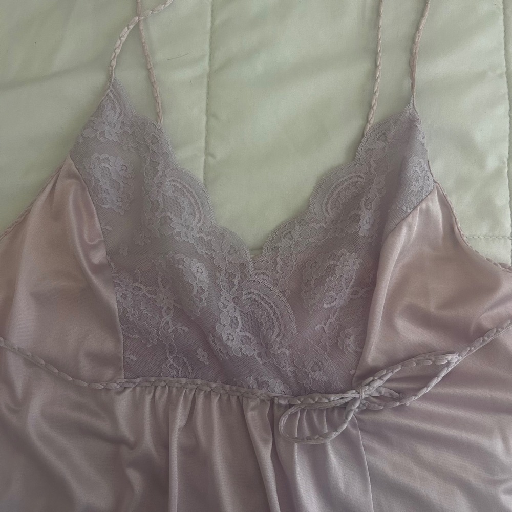 VTG Gilead Lavender Lace Empire Waist Nightgown Maxi Romantic Babydoll 1960s